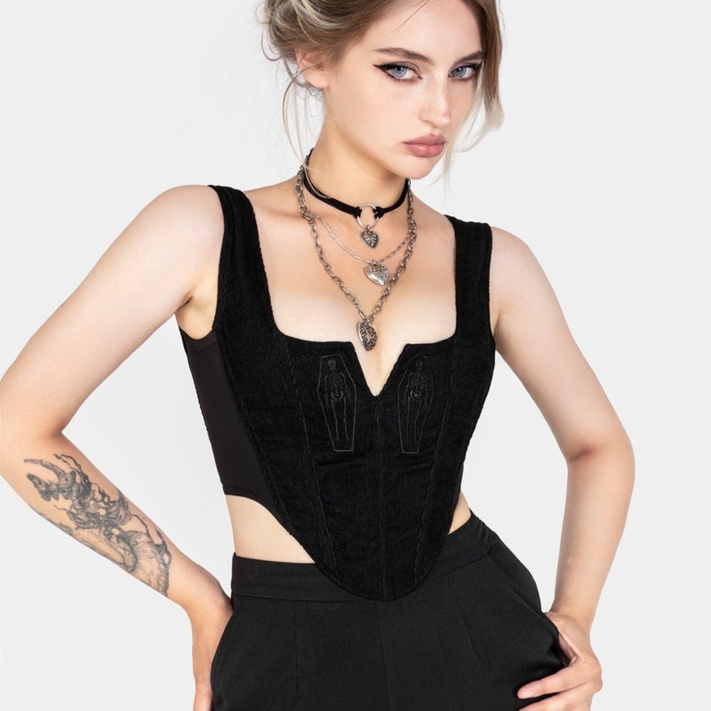 Disturbia Black Bustier Immortal Split Front Corset